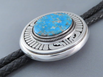 Bolo Tie with Morenci Turquoise by Leonard Nez