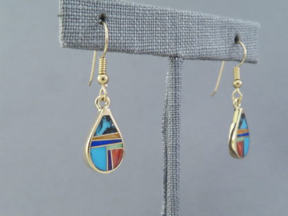 Gold Earrings with Colorful Inlay