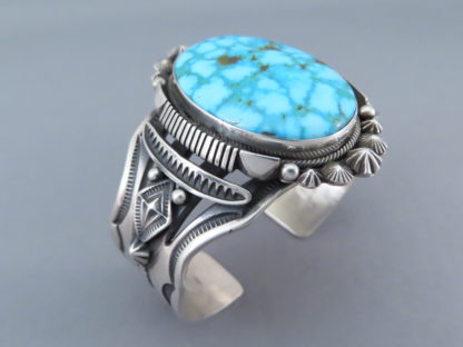 Turquoise Cuff Bracelet by Aaron Toadlena (Kingman Turquoise)