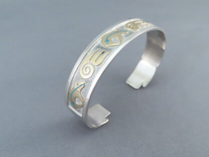 Silver & Gold Cuff Bracelet with BEAR + BEAR PAW Design