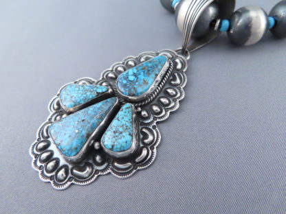 Kingman Turquoise Pendant Necklace & Earrings Set