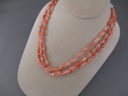 Angel Skin Coral Necklace (3 Strands) by Desiree Yellowhorse