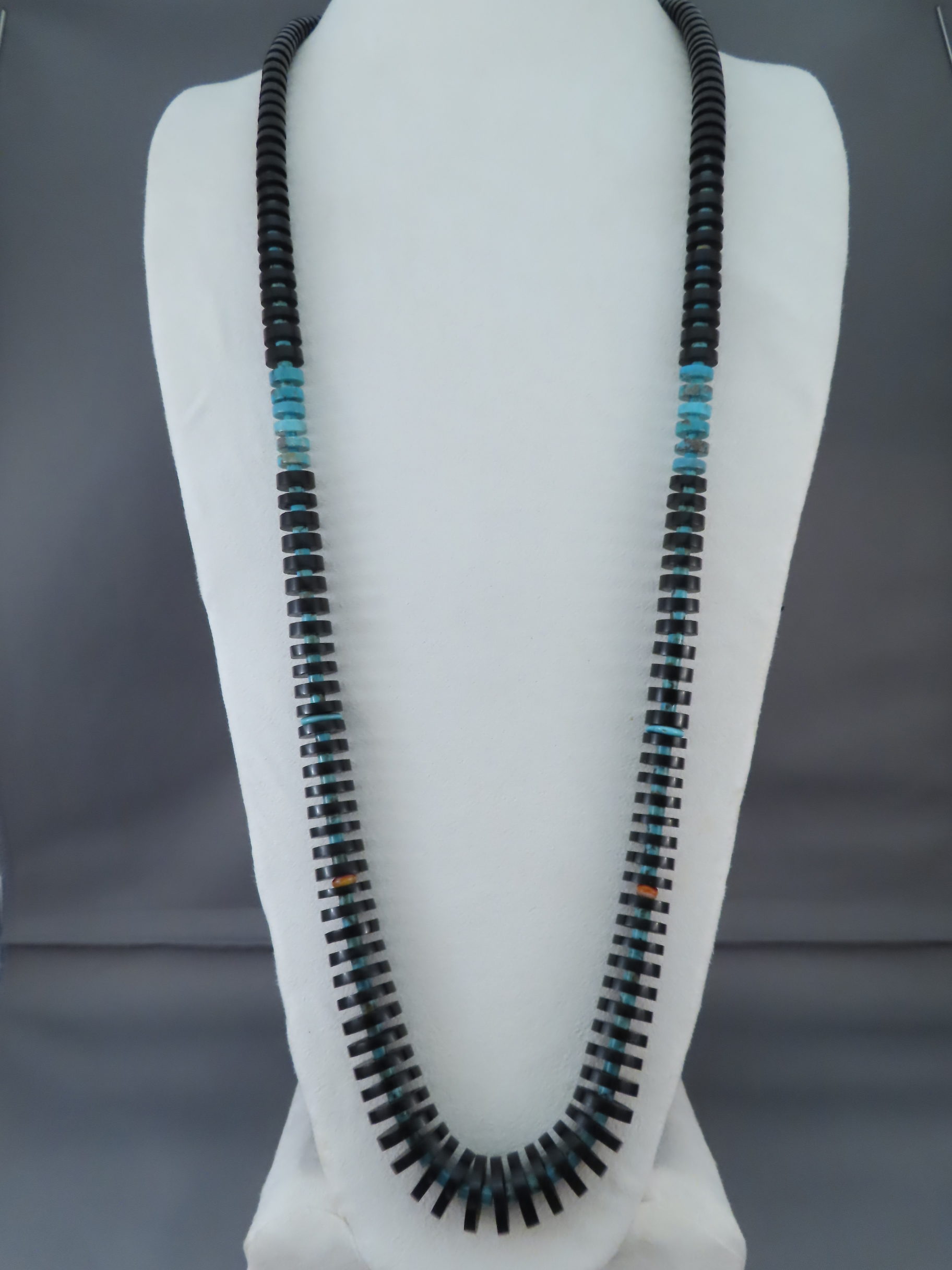 Native American Jewelry - Black Jet & Sleeping Beauty Turquoise Necklace by Lita Atencio FOR SALE $595-