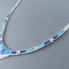 Turquoise & Opal & Lapis Inlay Necklace in Sterling Silver