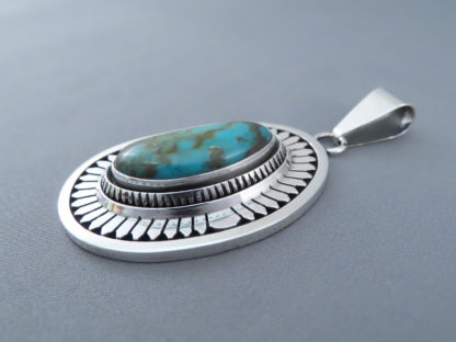 Pendant with Blue Gem Turquoise by Leonard Nez
