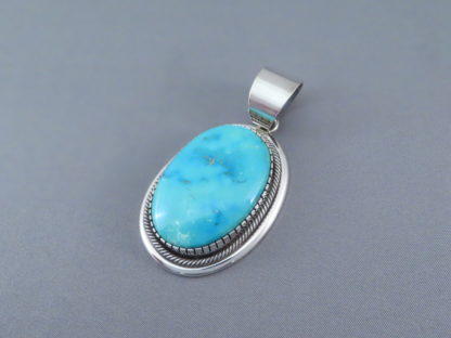 BLUE Turquoise Mountain Turquoise Pendant by Leonard Nez (Larger)