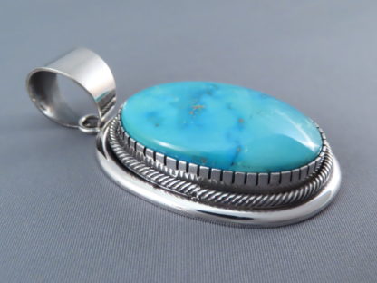 BLUE Turquoise Mountain Turquoise Pendant by Leonard Nez (Larger)