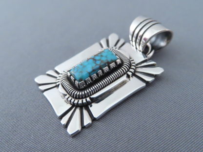 Rectangular Nevada Blue Turquoise Pendant by Will Vandever (Navajo)