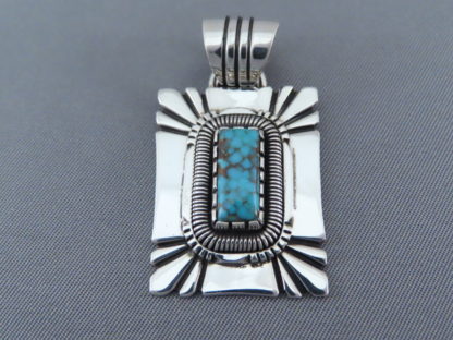 Rectangular Nevada Blue Turquoise Pendant by Will Vandever (Navajo)