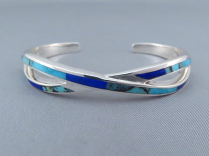 Turquoise and Lapis Inlay Cuff Bracelet
