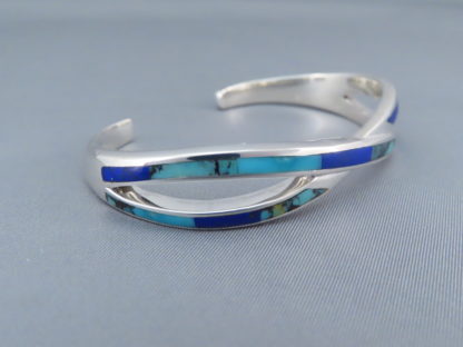Turquoise and Lapis Inlay Cuff Bracelet