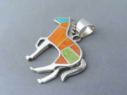 Colorful Multi-Stone Inlay HORSE Pendant (larger)
