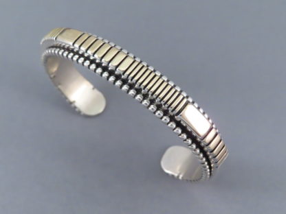 Large Silver & Gold Bracelet by Johnathan Nez