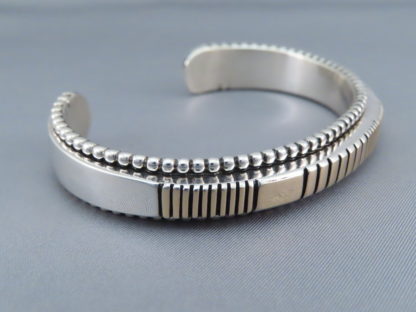Large Silver & Gold Bracelet by Johnathan Nez