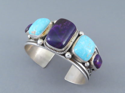Sugilite & Morenci Turquoise Cuff Bracelet by Albert Jake