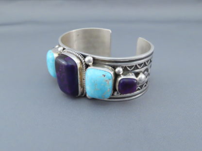 Sugilite & Morenci Turquoise Cuff Bracelet by Albert Jake
