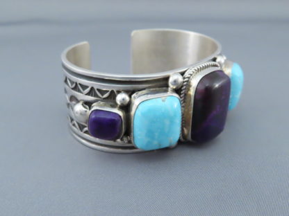 Sugilite & Morenci Turquoise Cuff Bracelet by Albert Jake