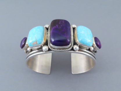 Sugilite & Morenci Turquoise Cuff Bracelet by Albert Jake