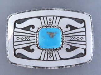 Blue Gem Turquoise Belt Buckle by Leonard Gene