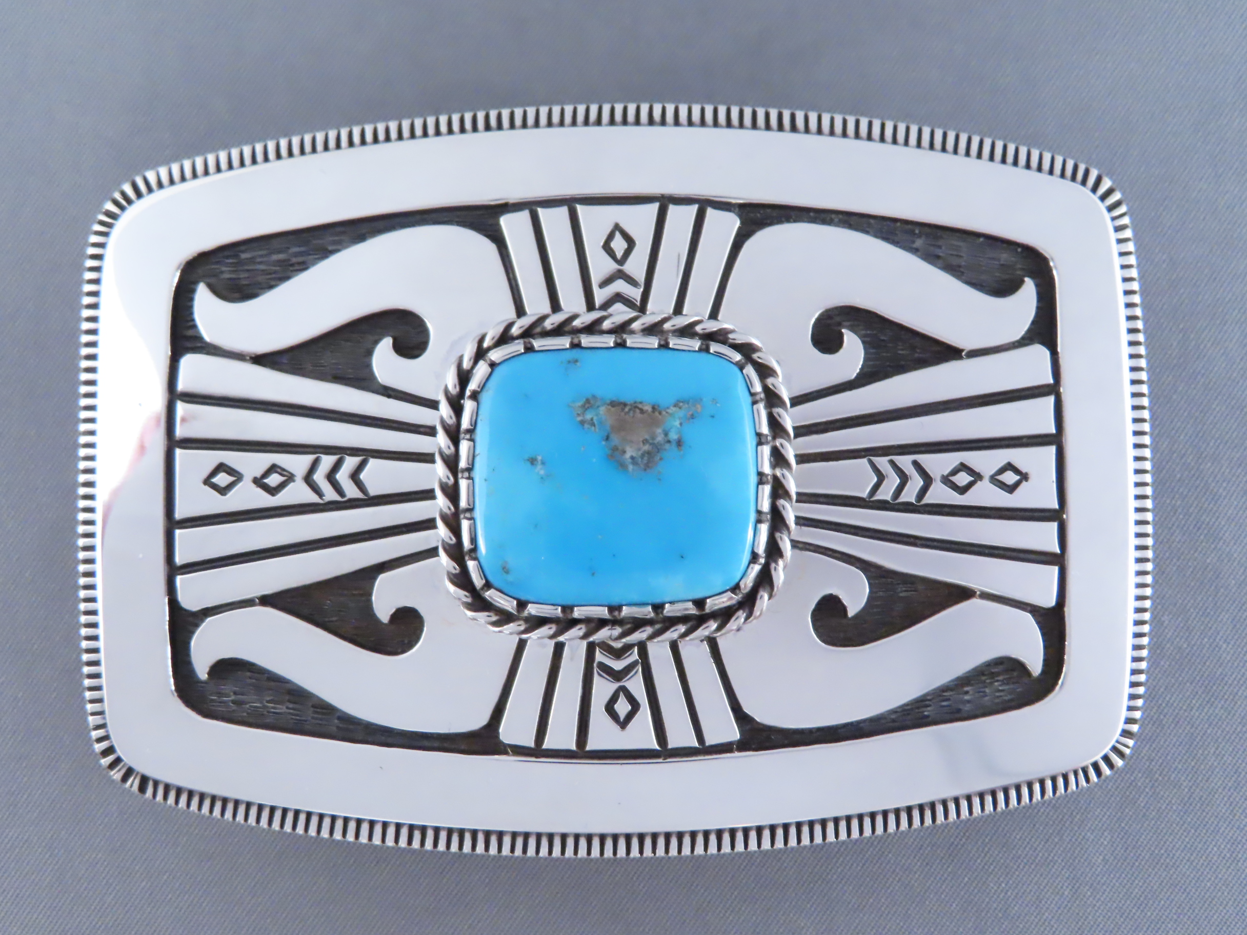 Blue Gem Turquoise Belt Buckle by Leonard Gene