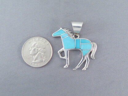 Turquoise Inlay Horse Pendant – Larger