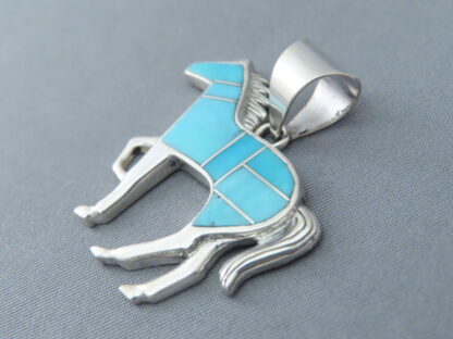 Turquoise Inlay Horse Pendant – Larger