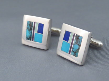 Inlaid Multi-Stone Cufflinks