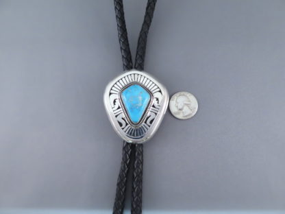 Blue Gem Turquoise Bolo Tie by Leonard Nez