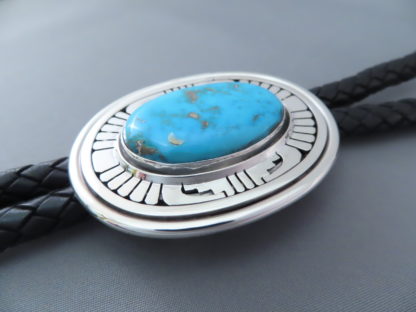 Leonard Nez Blue Gem Turquoise Bolo Tie