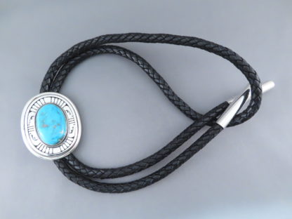 Leonard Nez Blue Gem Turquoise Bolo Tie