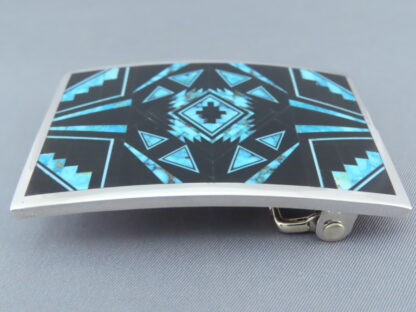 FINE Inlay Black Jade & Turquoise Belt Buckle – WOW!
