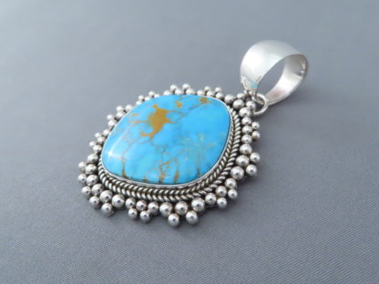 Morenci Turquoise & Sterling Silver Pendant by Artie Yellowhorse