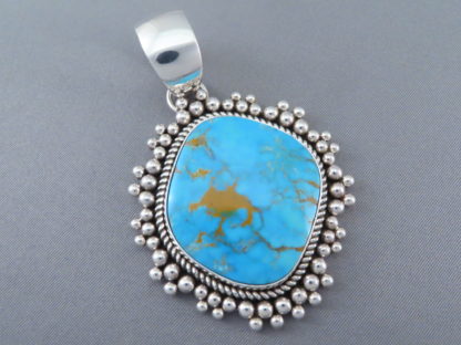 Morenci Turquoise & Sterling Silver Pendant by Artie Yellowhorse