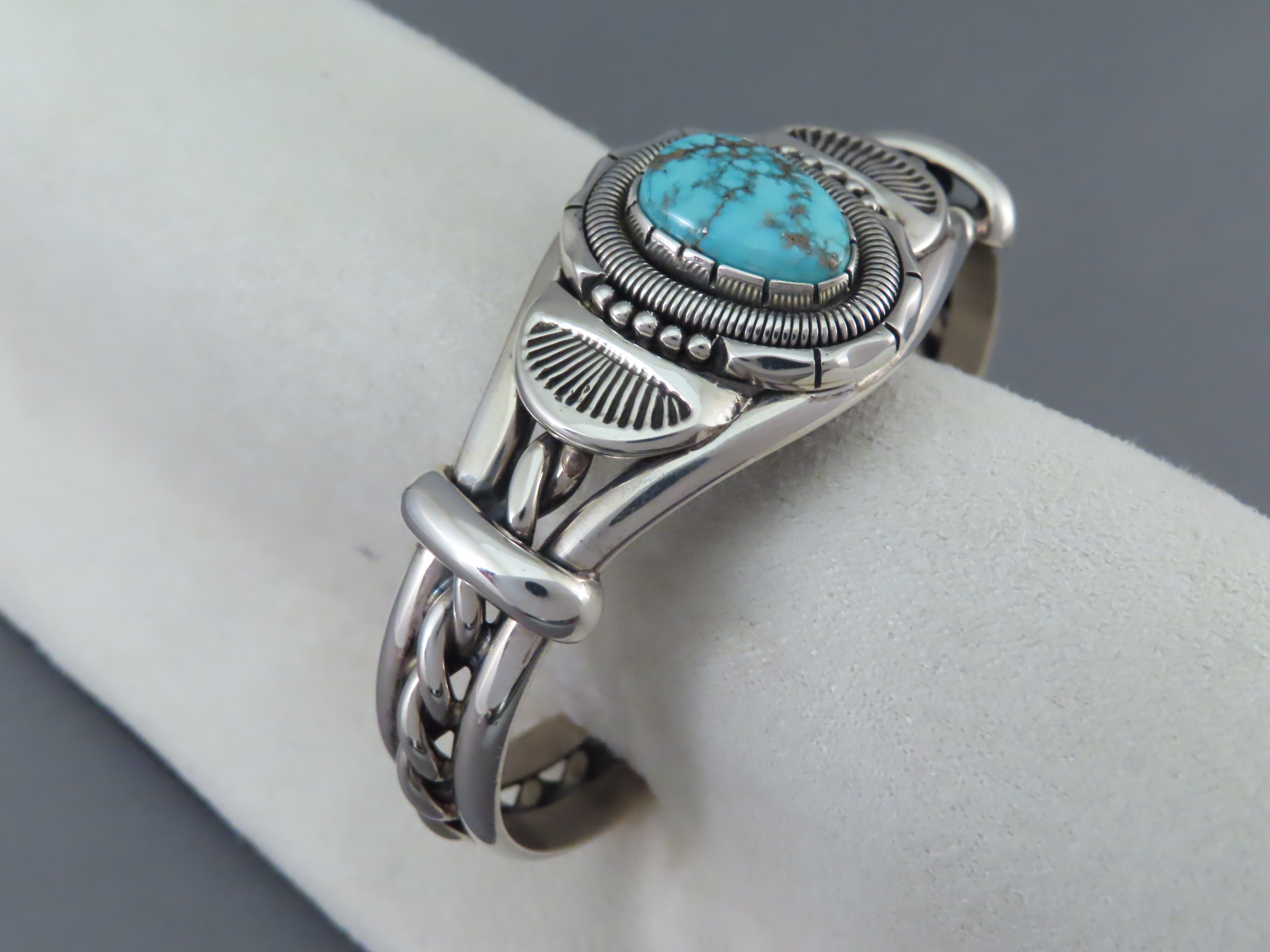 Turquoise Mountain Turquoise & Sterling Silver Cuff Bracelet by Will Vandever