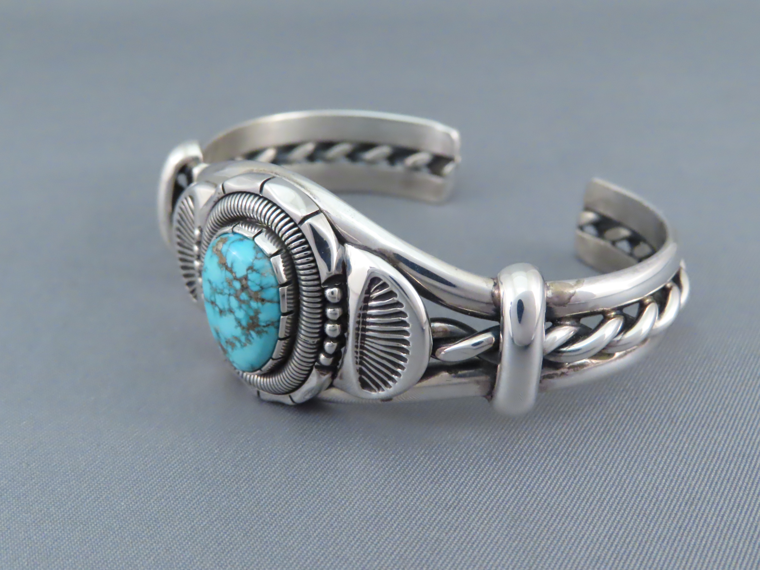 Turquoise Mountain Turquoise & Sterling Silver Cuff Bracelet by Will Vandever