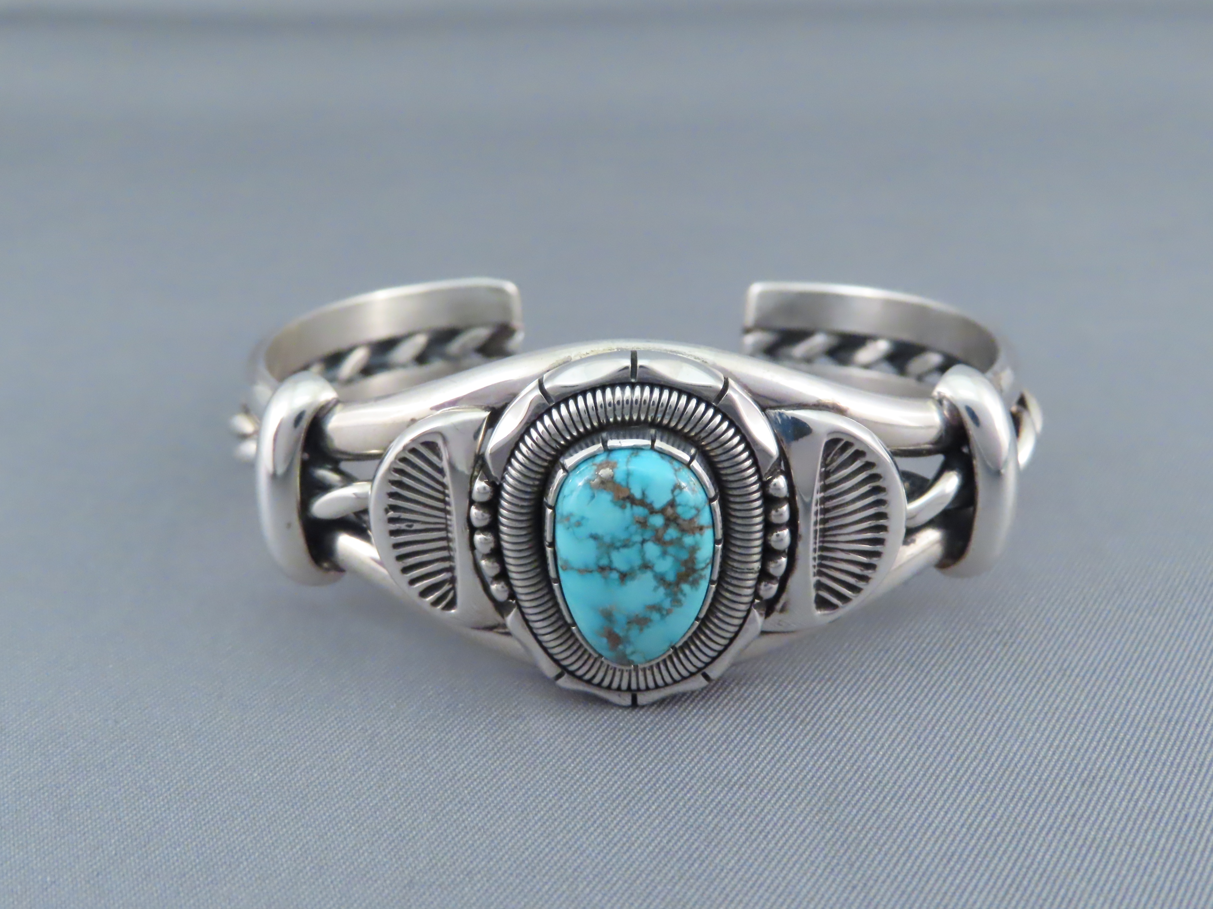 Turquoise Mountain Turquoise & Sterling Silver Cuff Bracelet by Will Vandever