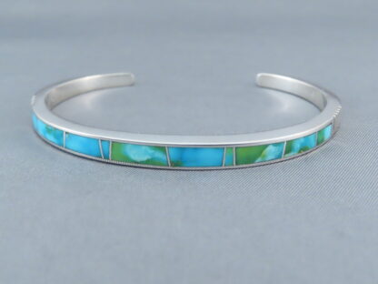 Narrow Sonoran Gold Turquoise Inlay Bracelet Cuff