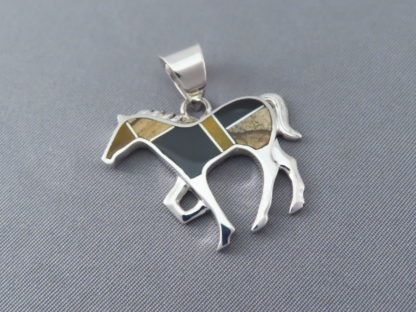 Multi-Stone Inlay Horse Pendant