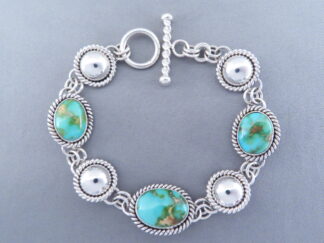 Turquoise Link Bracelet by Artie Yellowhorse (Sonoran Gold)