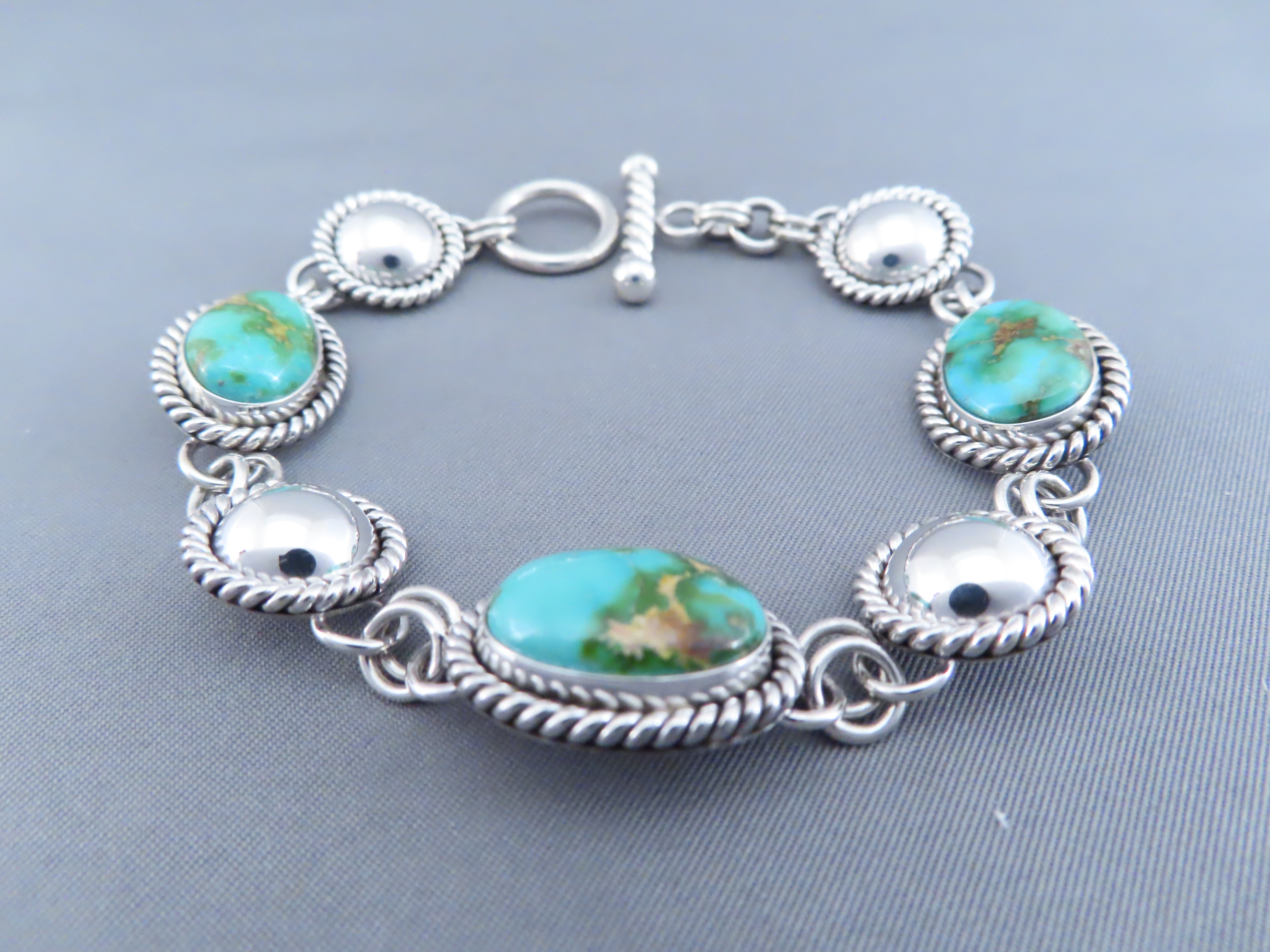 Turquoise Link Bracelet by Artie Yellowhorse (Sonoran Gold)