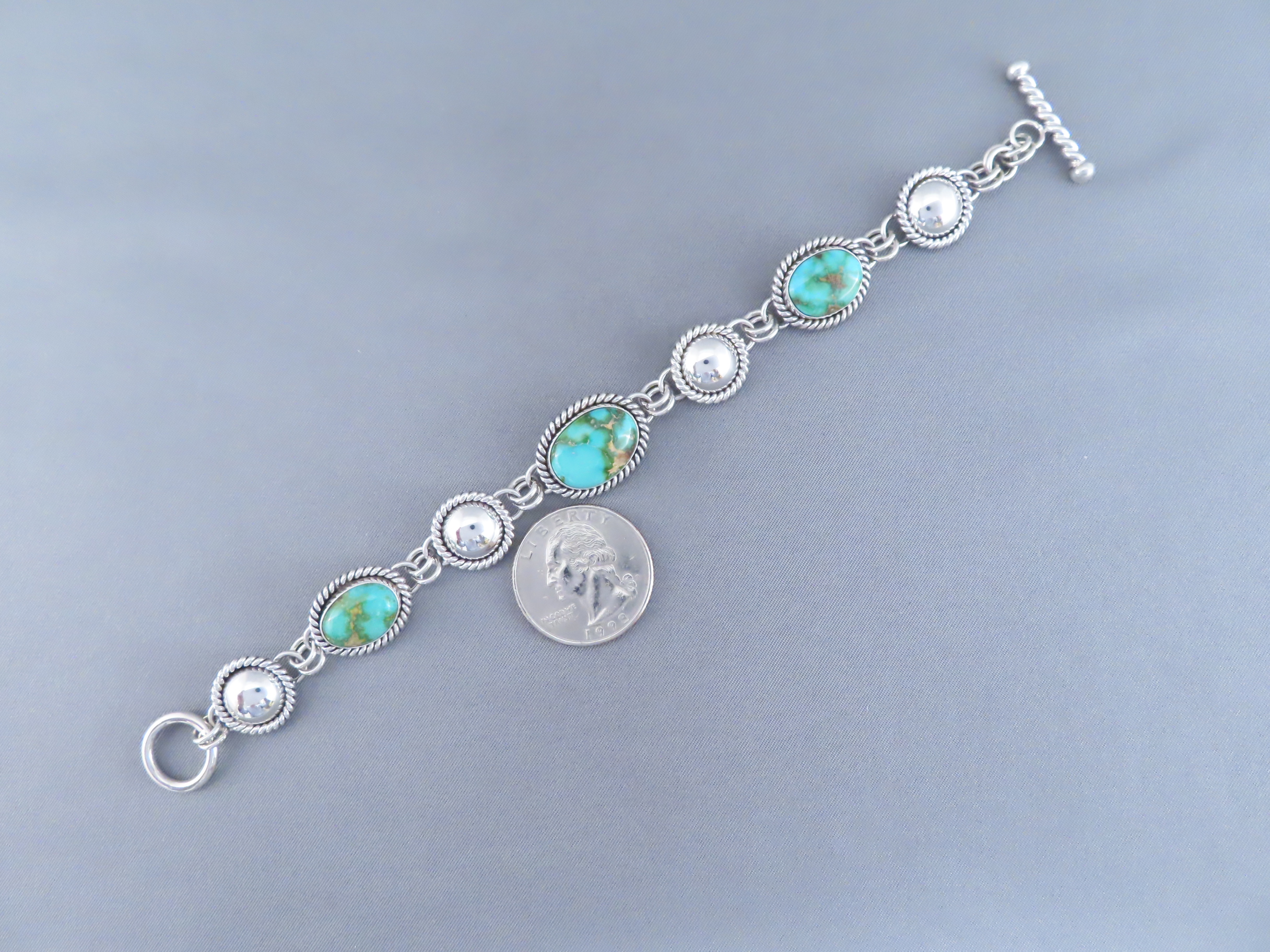 Turquoise Link Bracelet by Artie Yellowhorse (Sonoran Gold)