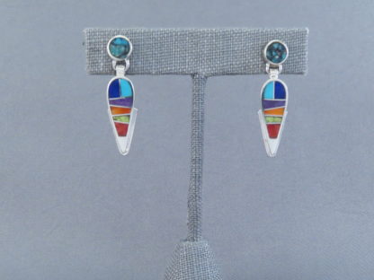 Inlaid Multi-Color Earrings – Dangling Posts