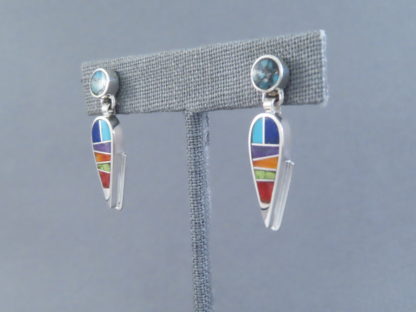 Inlaid Multi-Color Earrings – Dangling Posts