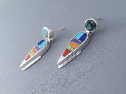 Inlaid Multi-Color Earrings – Dangling Posts