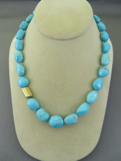 Sleeping Beauty Turquoise Necklace with 14kt Gold