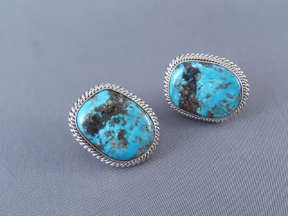 Morenci Turquoise & Sterling Silver Earrings by Artie Yellowhorse