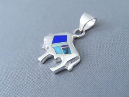 Inlaid Multi-Stone Bison Pendant (Small & Adorable)