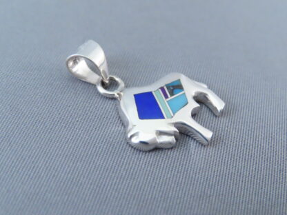 Inlaid Multi-Stone Bison Pendant (Small & Adorable)
