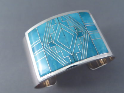 Turquoise Inlay Cuff Bracelet (Wide)