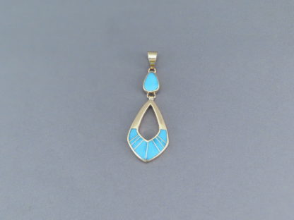 Gold Pendant with Turquoise Inlay